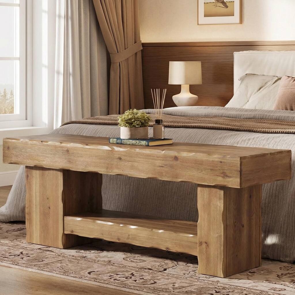 63 Inch Solid Wood Shoe Bench for Entryway, Kitchen Dining Room Bench, Farmhouse Style - 62.99" L x 15.74" W x 23.62" H
