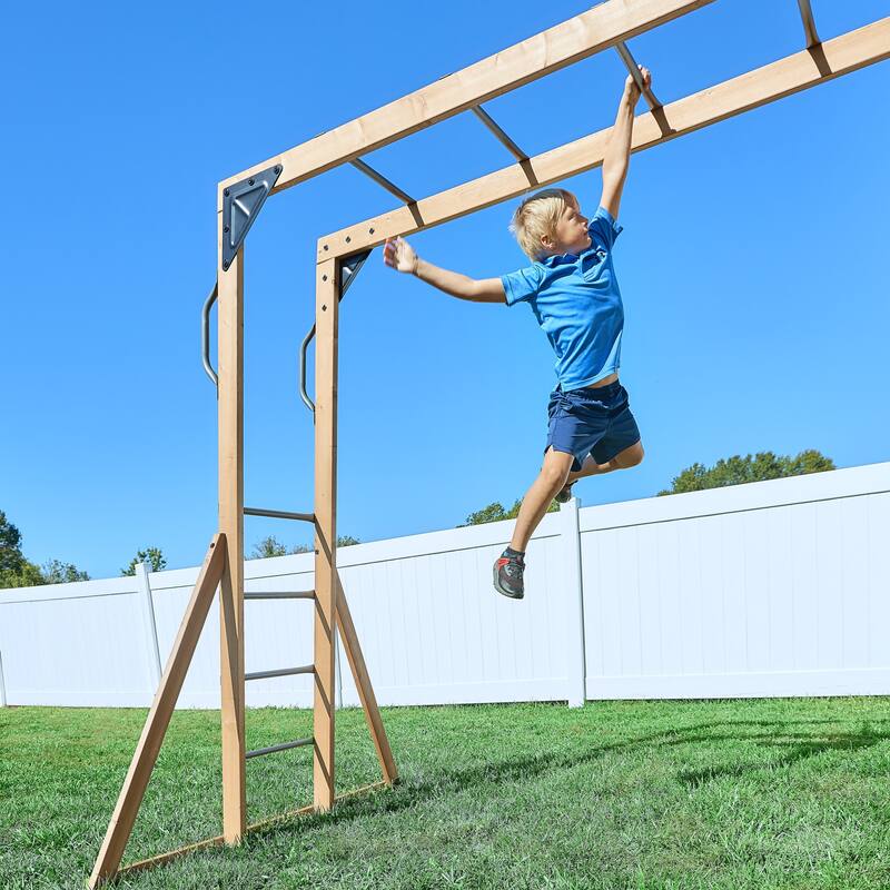 Backyard Discovery Dover Bay Spruce Swing Set, Slide, Monkey Bars