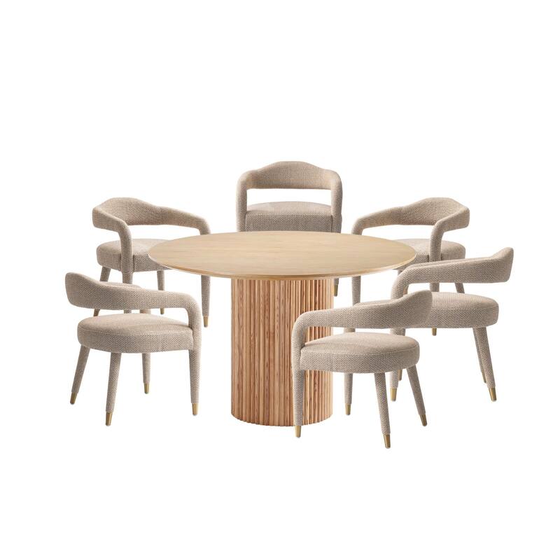 Manhattan Comfort 7-Piece Hathaway Modern 59.05 Solid Wood Round Dining Set