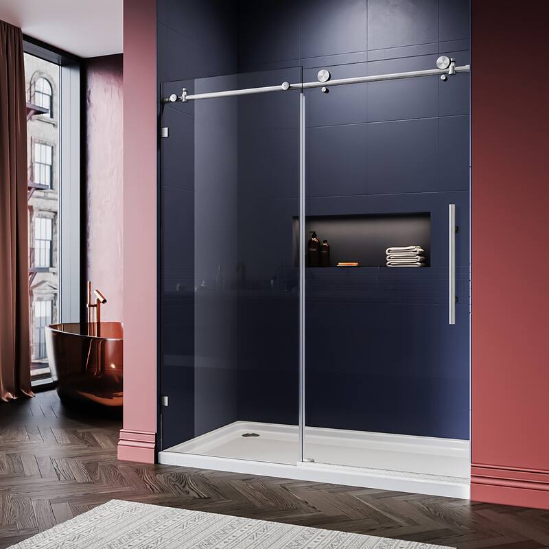 ELEGANT Frameless Sliding Shower Door 60" W x 76" H in Chrome