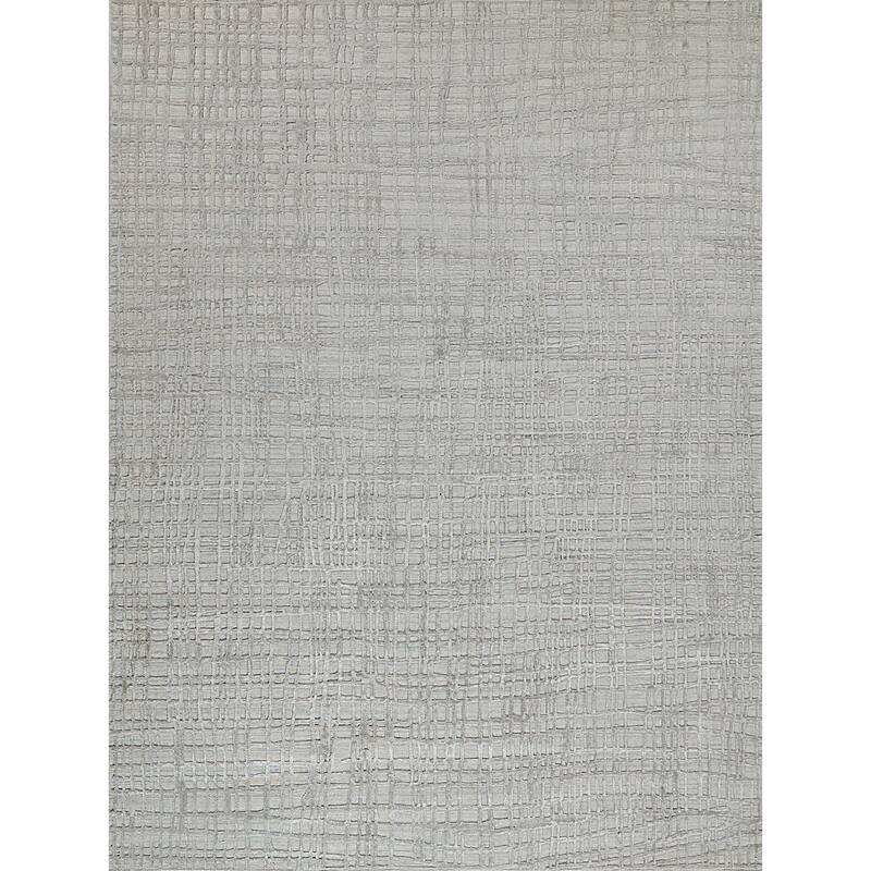 Exquisite Rugs Crescendo Handmade Handloomed Bamboo Silk Silver Area Rug