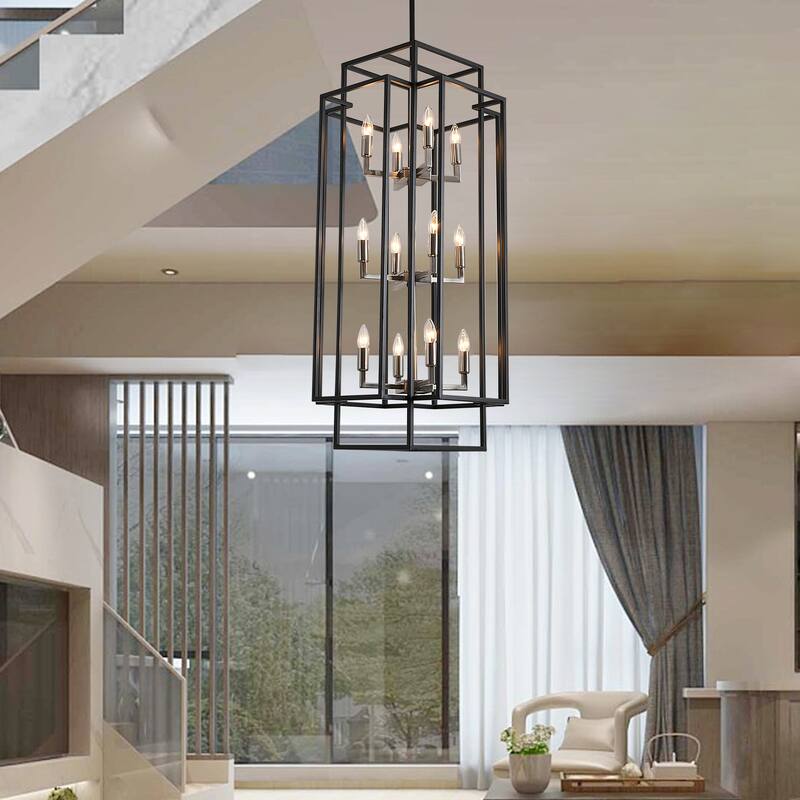 Farmhouse Lantern Pendant Light, Industrial Hanging Lantern Chandelier