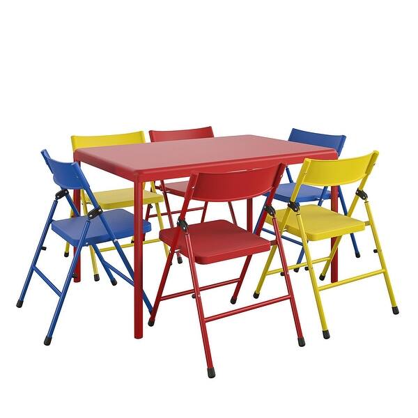 COSCO Kid's 7Piece Activity Set, with Resin Top Table and 6 Resin Seat & Back Folding Chairs