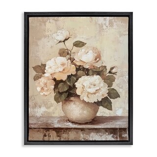 Stupell Lovely Cottage Bouquet Framed Floater Canvas Wall Art Design By ...