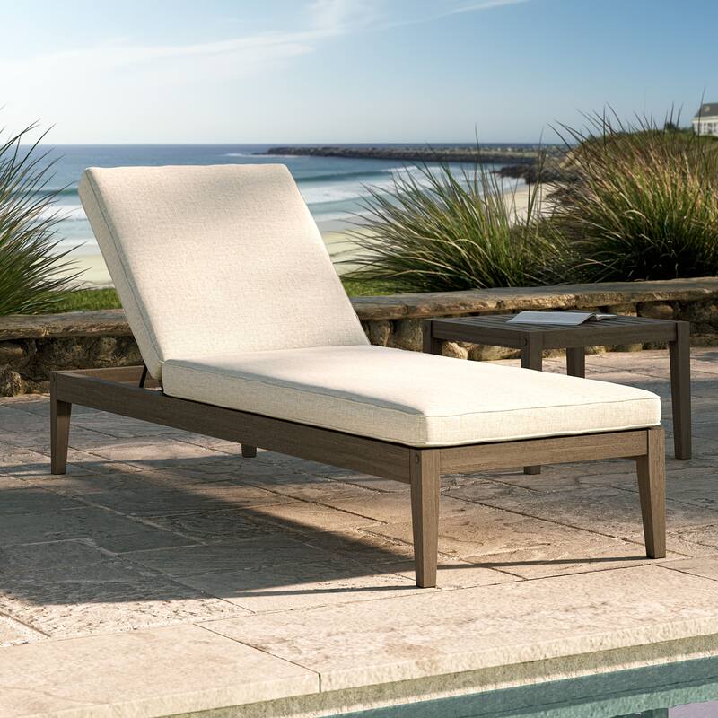 Northlake Outdoor Patio Teak Chaise Lounge - Pebble