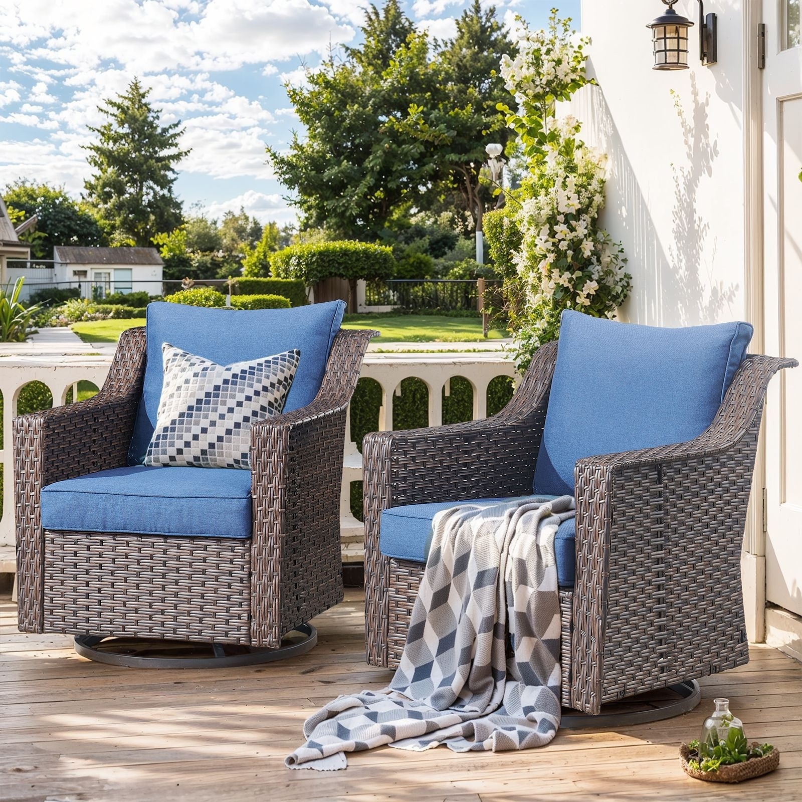 Pocassy Outdoor Chair with Comfortable Cushion Set of 2
