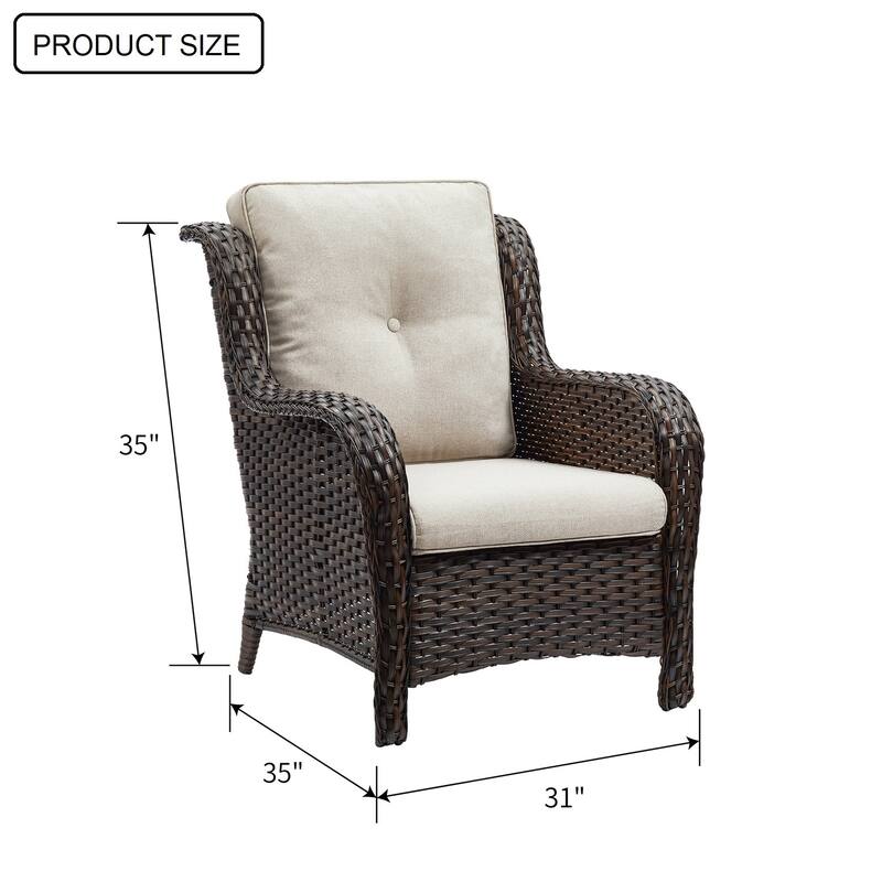 Gymojoy Outdoor Wicker Club Chairs Patio Furniture with Cushion (Set of 2)