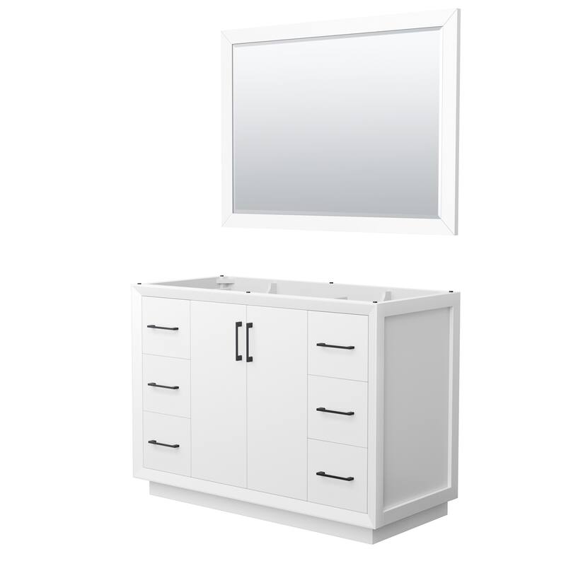 Wyndham Collection WCF414148S-CXSXX-M46 Strada 47" Single Free - White / Matte Black Hardware