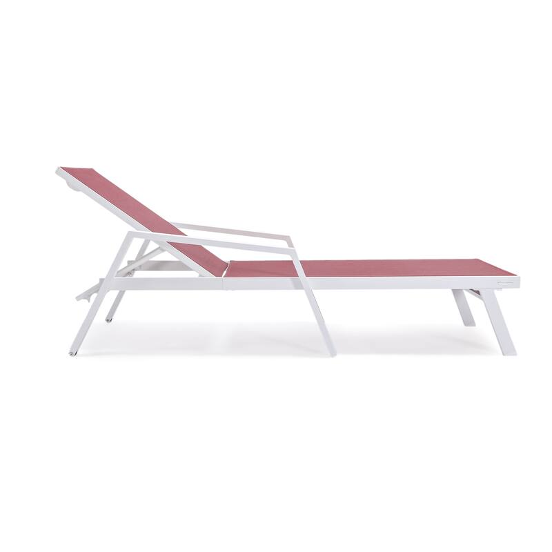 Marlin Rust-Resistant Aluminum Chaise Lounge - Adjustable 4-Position Outdoor Tanning Chair with Armrests