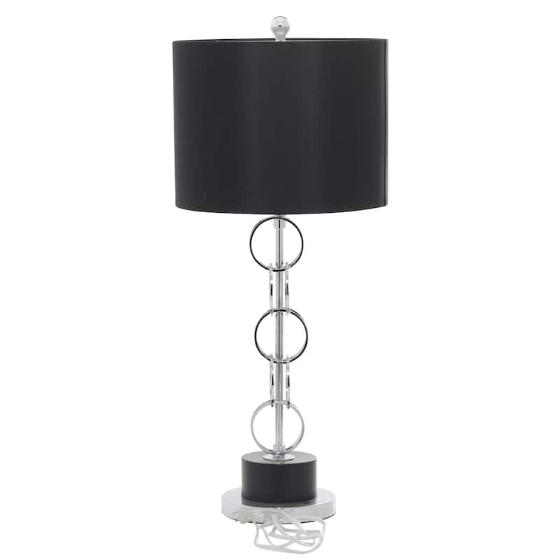Polystone Room Table Lamp with Circular Links - Black - Roche River Decor