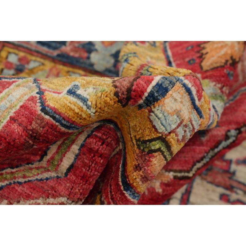 Hand Knotted Oriental 100% Wool Carpet Traditional Medallion Beige & Ivories Heriz (serapi) Area Rug - 10' 0'' X 7' 8''