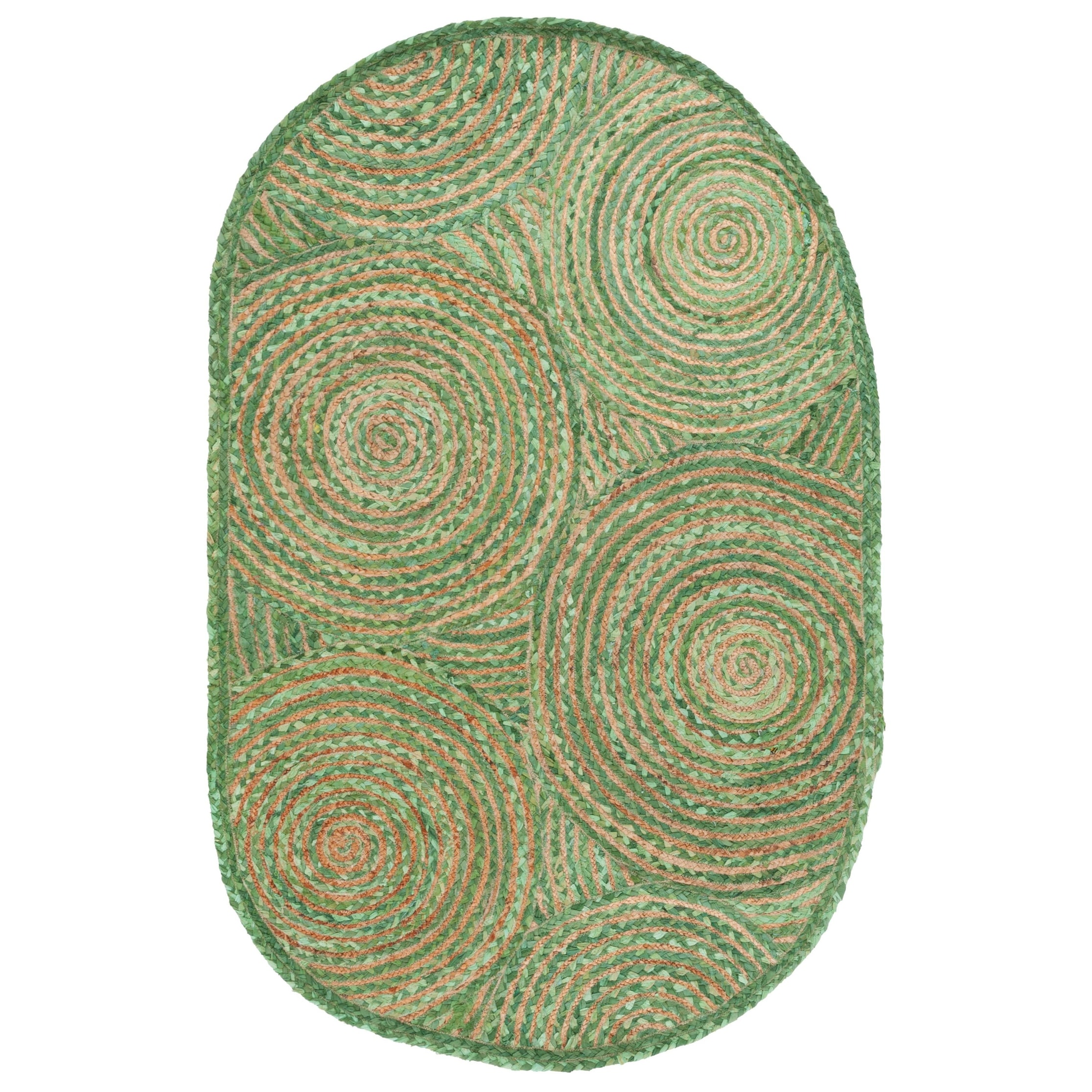 SAFAVIEH Braided Collection 3' x 5' Oval Ivory/Multi BRD210B Handmade Boho  Reversible Cotton Area Rug : : Home