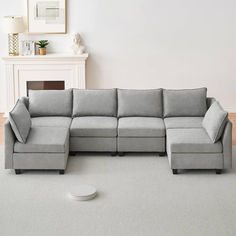 Sectional Sofa with Storage Seats - Grey 2