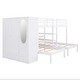 preview thumbnail 8 of 28, Full-Over-Twin-Twin Triple Bunk Bed w/ Large Wardrobe, Drawers & Shelves Storage, Wooden Bunkbed Frame w/Mirror for 3 Kids Teens