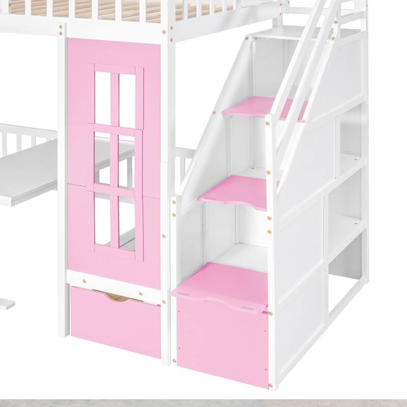 Twin over Twin Bunk Bed with Changeable Table