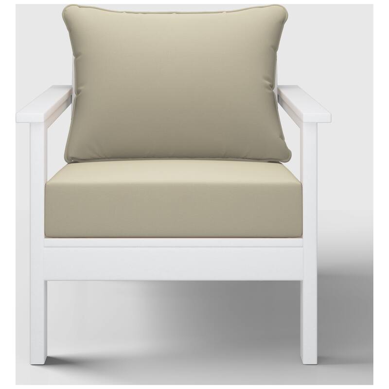 Birchwood All Weather HDPE Outdoor Patio Deep Seating White Club Chair With Cushions (1-Piece)