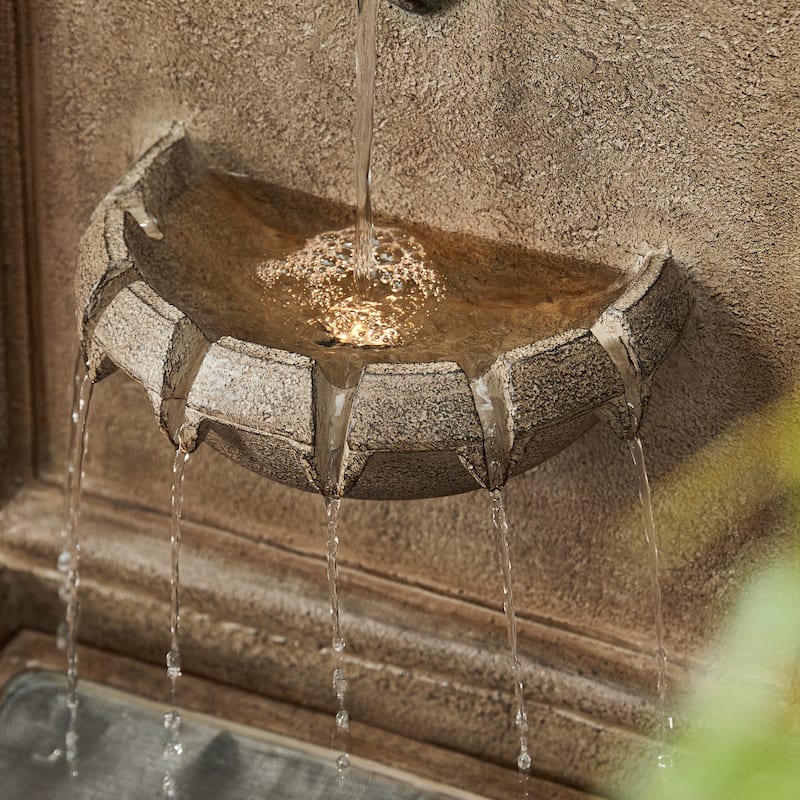 Glitzhome 31.75"H Oversized 3-Tier Lion Head LED Outdoor Floor Fountain