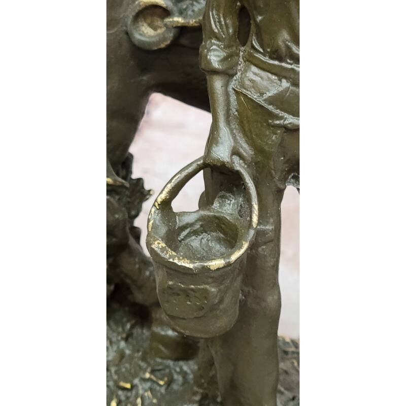 Cowgirl With Rearing Horse Bronze Sculpture - Western Ranch Equestrian Art