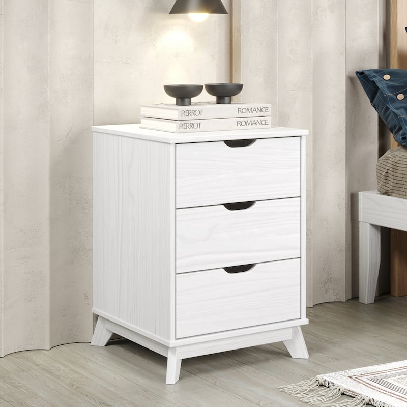 Purcell Wood 3 Drawer Nightstand - White