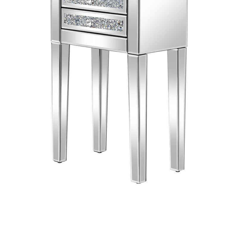 Mirrored Glass Jewelry Armoire with Crushed Diamond Inlay