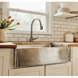 Lange Crafted Stainless Steel 32" Single Bowl Farmhouse Apron Front Undermount Kitchen Sink