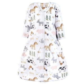 Hudson Baby Boys Long Sleeve Plush Faux Fur Sleeping Bag, Wearable Blanket, Cute Farm