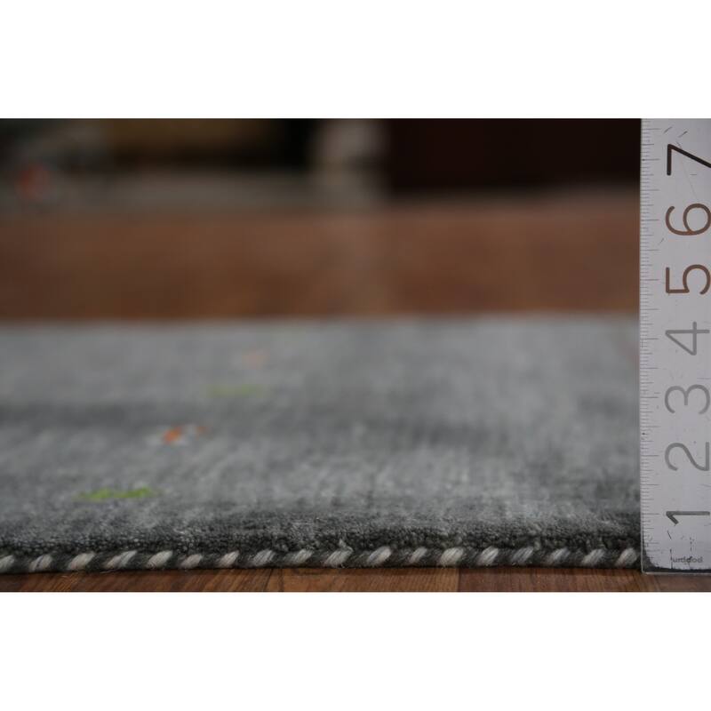 Hand Knotted Oriental 100% Wool Carpet Tribal Tribal Greys & Charcoal Gabbeh Area Rug - 4' 11'' X 3' 0''