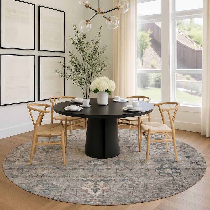 Machine Washable Indoor/ Outdoor Traditional Serenity Chantille Rug