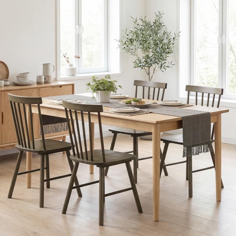 Spindle Back 16" Wide Black Dining Chairs