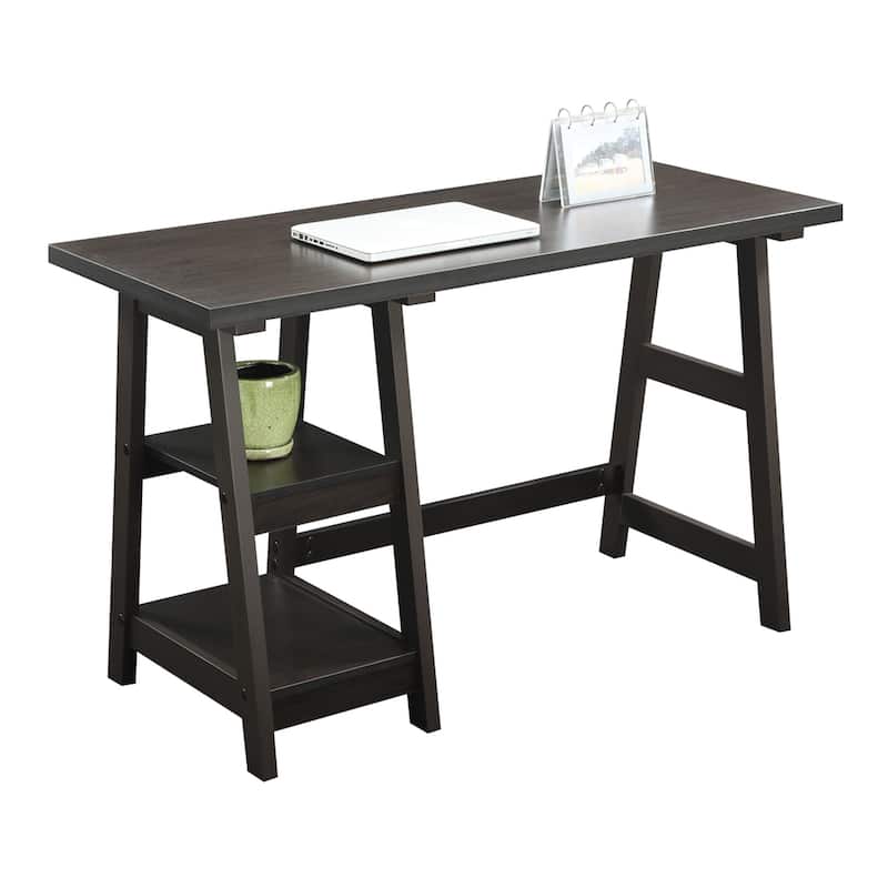 Convenience Concepts Designs2Go Trestle Desk with Shelves