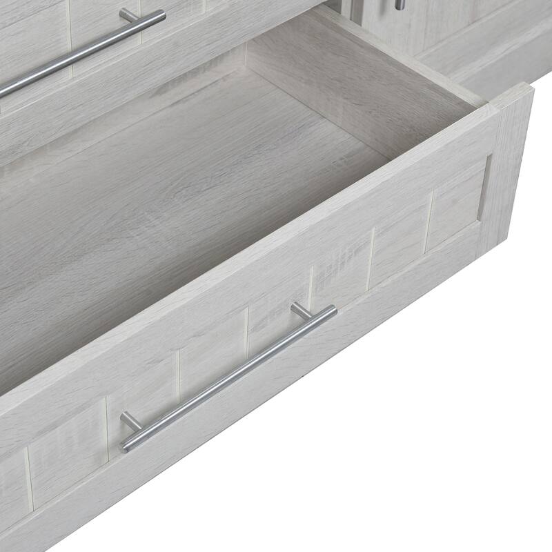 Four Door Wardrobe Armoire Closet with Three Drawers for Stylish and Convenient Storage Solutions