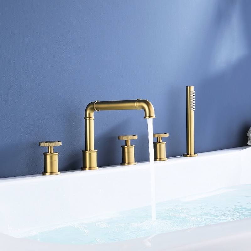 Rbrohant Widespread Deck Mounted Tub Filler Faucet Mixer Tap Handheld