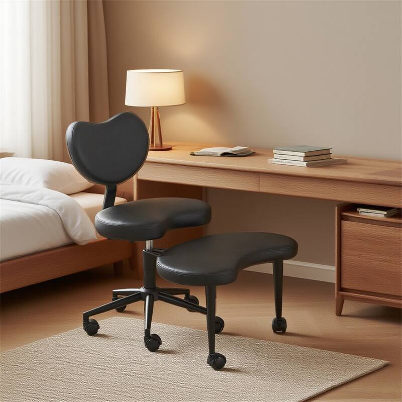 Meditation Chair Plus, Cross Legged Chair with Wheels - Black