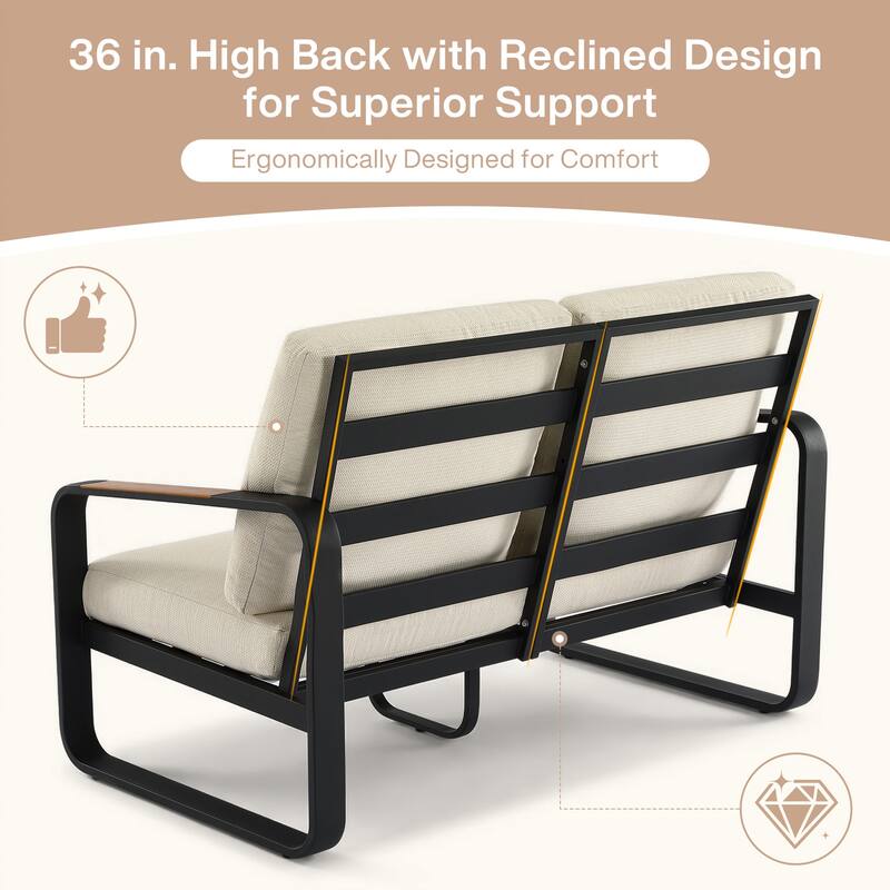 6-Piece Outdoor Patio Conversation Sofa Set with Cushions