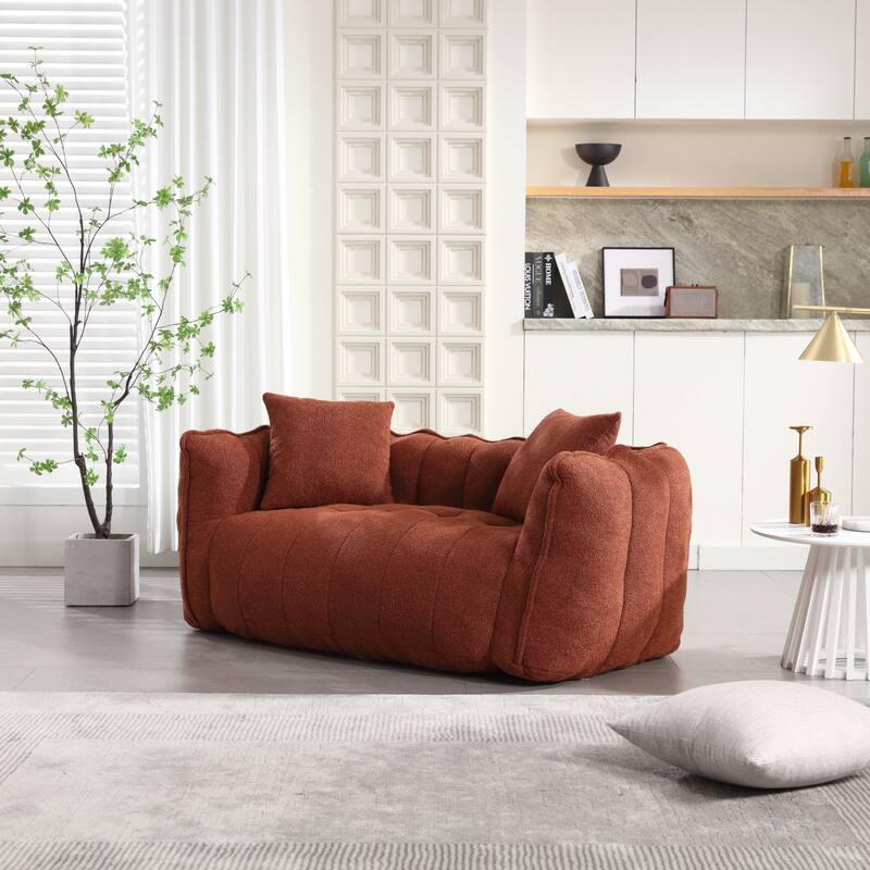 66-Inch Chenille Upholstered Loveseat with Pillows