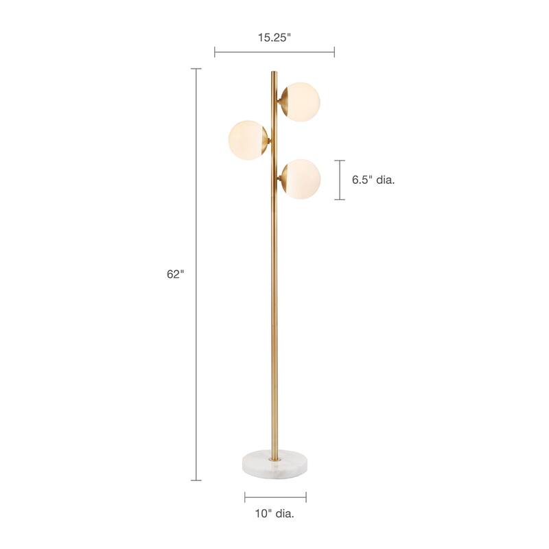 3-Globe Light Floor Lamp with Marble Base for living room,bedroom,and dining room