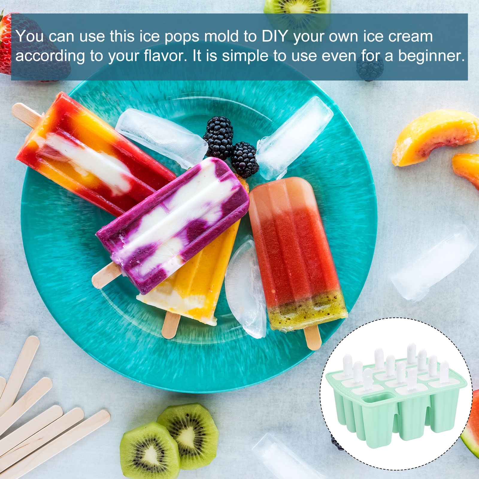 Epare Popsicle Molds - Silicone Homemade Ice Pop Maker - Bed Bath