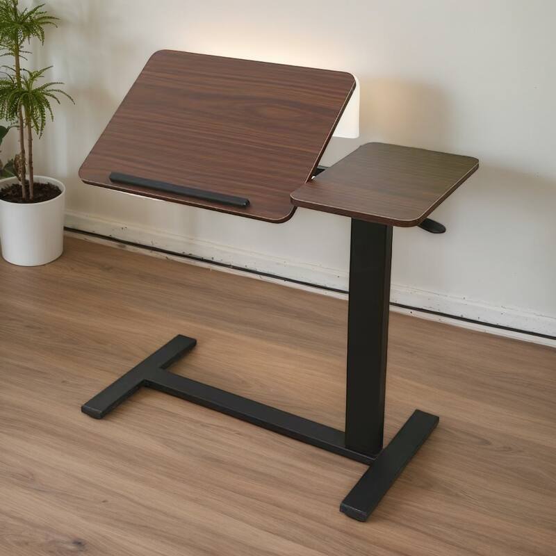 Folding Overbed Bedside Desk Mobile Rolling Laptop Stand Tilting Overbed Table With Wheels Height Adjustable Tray Table