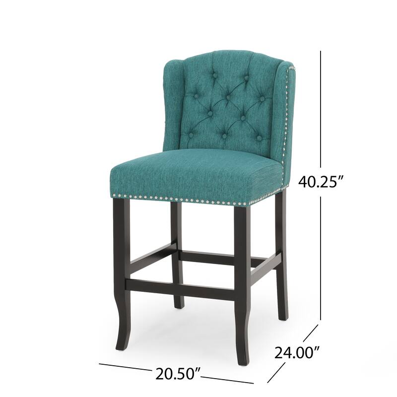 Vienna Contemporary Fabric Tufted Wingback 27 Inch Counter Stools, Set of 2