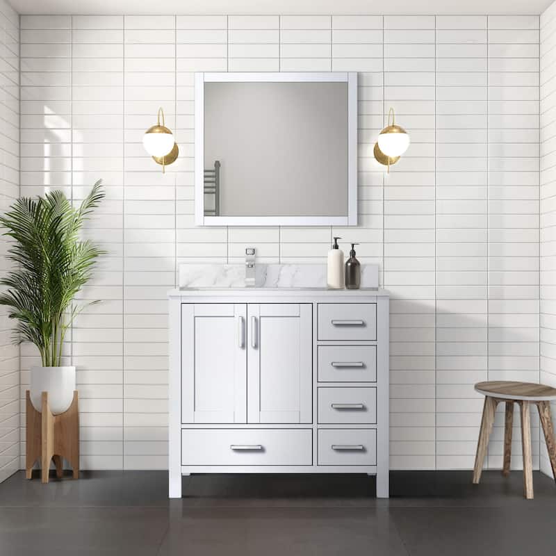 Lexora Jacques 36" Dark Grey Single Vanity - No Mirror, Left Version