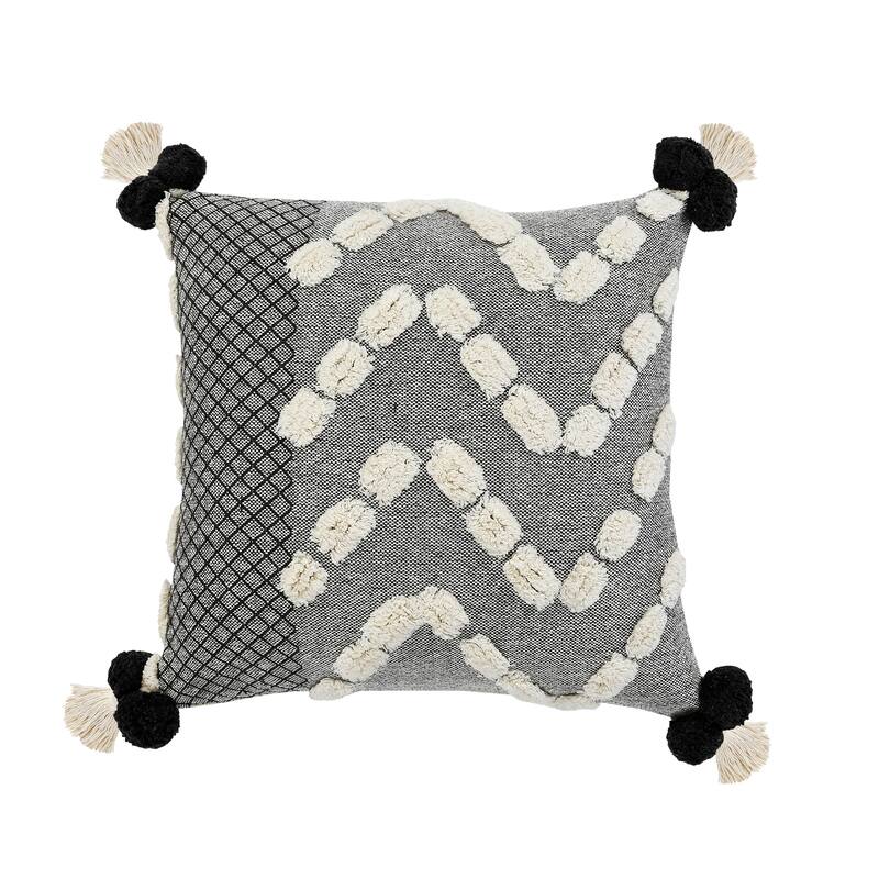 Sevita Gray Zeal Pom Throw Pillow