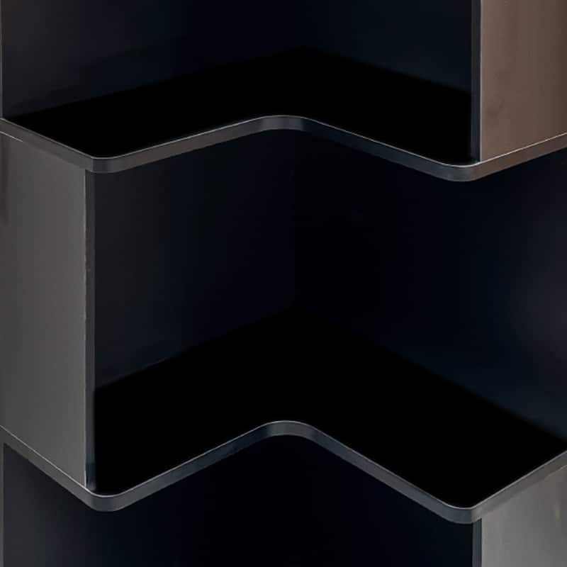 5-Tier Corner Bookshelf with Baffle & LED Lights, L-Shaped Freestanding Display Shelf for Home Office