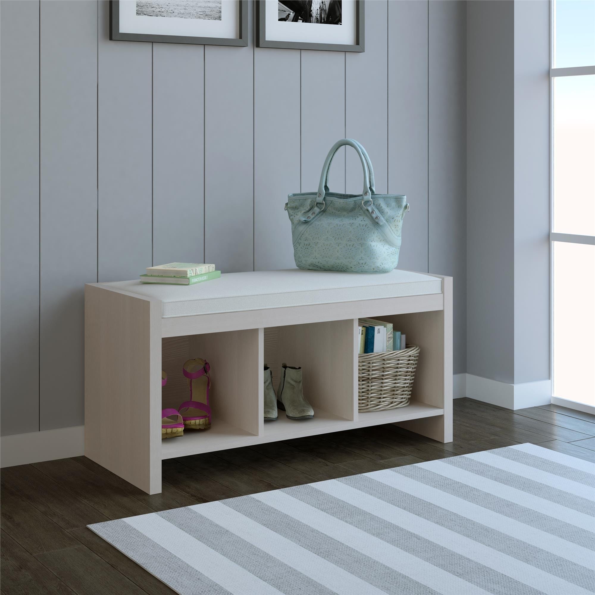 Avenue Greene Lindley Entryway Storage Bench with Cushion On