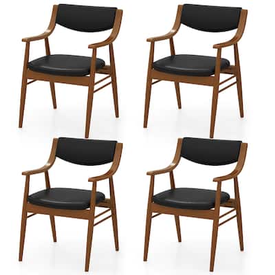 Gymax Set Of 4 PU Leather/Velvet Dining Chair w/ Padded Seat & Back