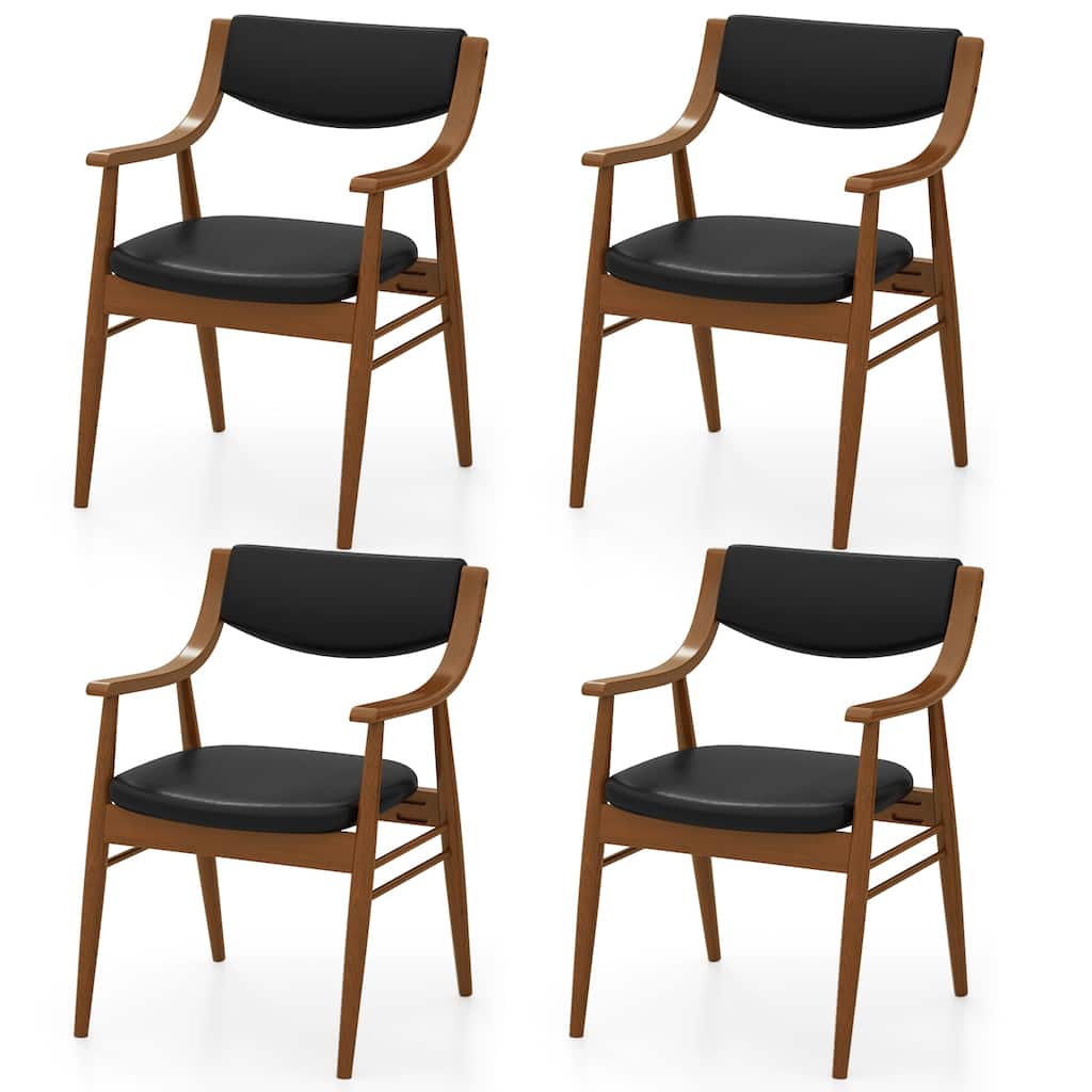 Gymax Set Of 4 PU Leather/Velvet Dining Chair w/ Padded Seat & Back