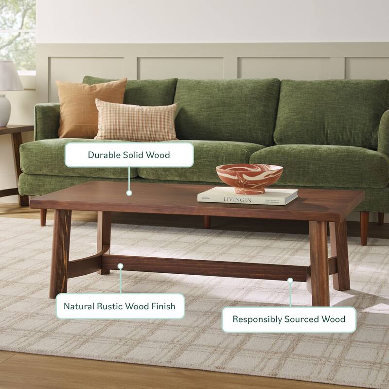 Walker Edison Modern Farmhouse Solid Wood Rectangle Coffee Table