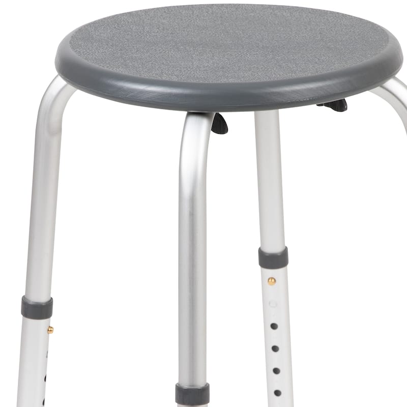 Tool-Free 300 Lb. Capacity, Adjustable White Bath & Shower Stool - 14.25"D x 14.25"W x 14" - 20.75"H