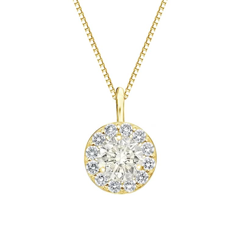 Auriya 1 carat TW Round Halo Diamond Necklace 14k Gold (J-K, I1-I2)