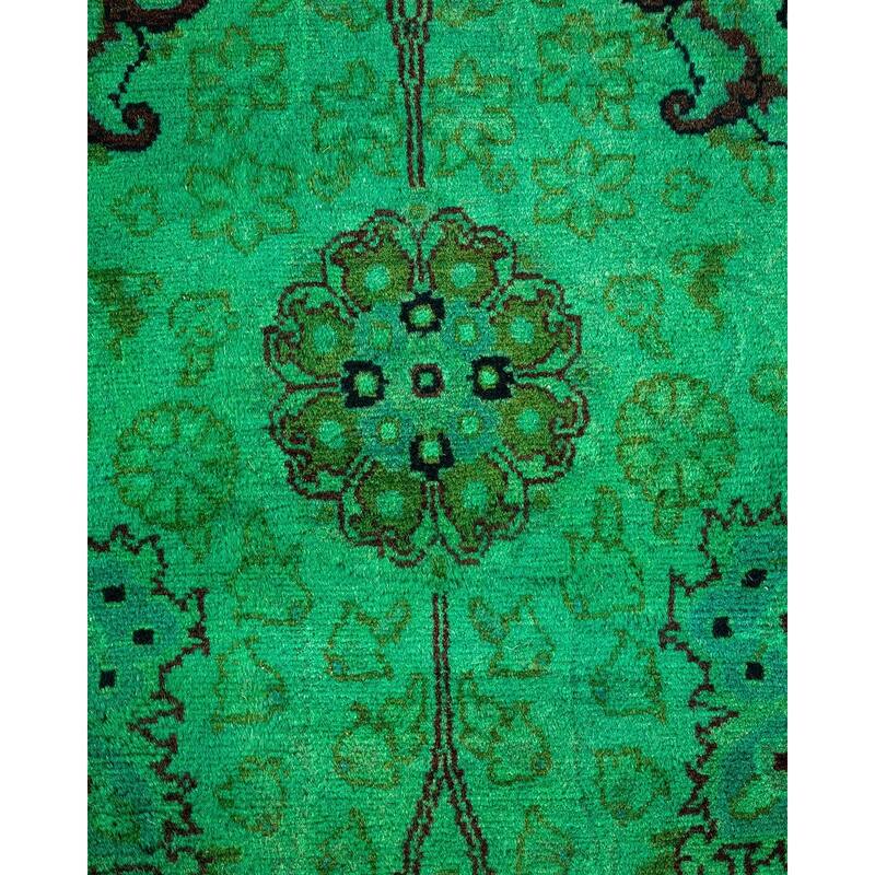 Overton Hand Knotted Wool Vintage Inspired Modern Contemporary Overdyed Green Area Rug - 3' 0" x 5' 2"