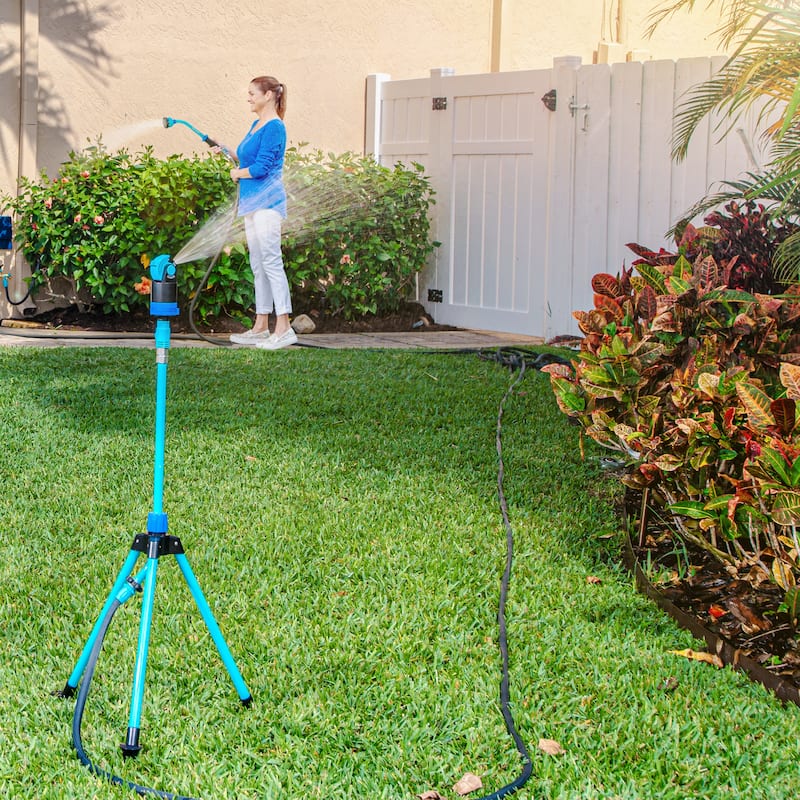 Aqua Joe 6-Pattern HD Sprinkler/Mister w/ Metal Tripod Base,4100 Sq.Ft - 25.5